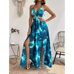 Vestido Feminino Longo Estampado Frente Única