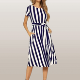 Vestido Feminino Longo Listrado