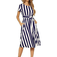 Vestido Feminino Longo Listrado