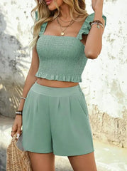 Conjunto Feminino Short e Regata Gola Quadrada