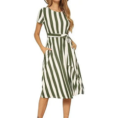 Vestido Feminino Longo Listrado