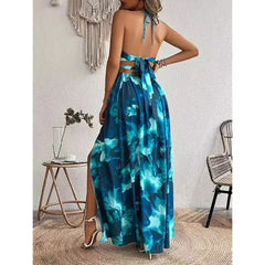 Vestido Feminino Longo Estampado Frente Única