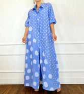 Vestido Feminino Longo Estampado Com Bolinhas