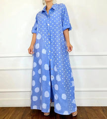 Vestido Feminino Longo Estampado Com Bolinhas