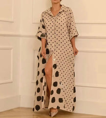 Vestido Feminino Longo Estampado Com Bolinhas