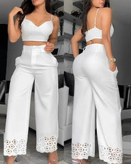 Conjunto Feminino Top Cropped Calça Wide Leg