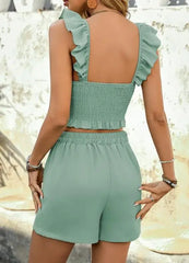 Conjunto Feminino Short e Regata Gola Quadrada