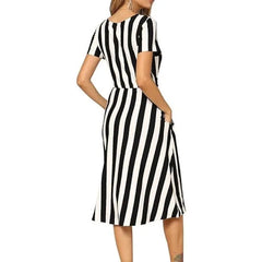 Vestido Feminino Longo Listrado