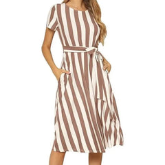 Vestido Feminino Longo Listrado