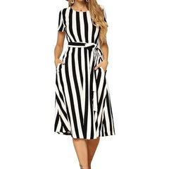 Vestido Feminino Longo Listrado