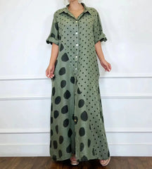 Vestido Feminino Longo Estampado Com Bolinhas