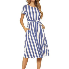 Vestido Feminino Longo Listrado