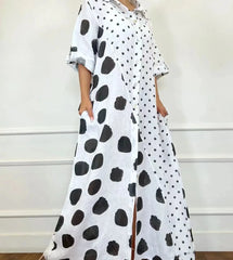 Vestido Feminino Longo Estampado Com Bolinhas