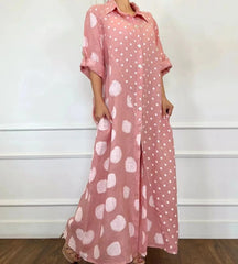 Vestido Feminino Longo Estampado Com Bolinhas