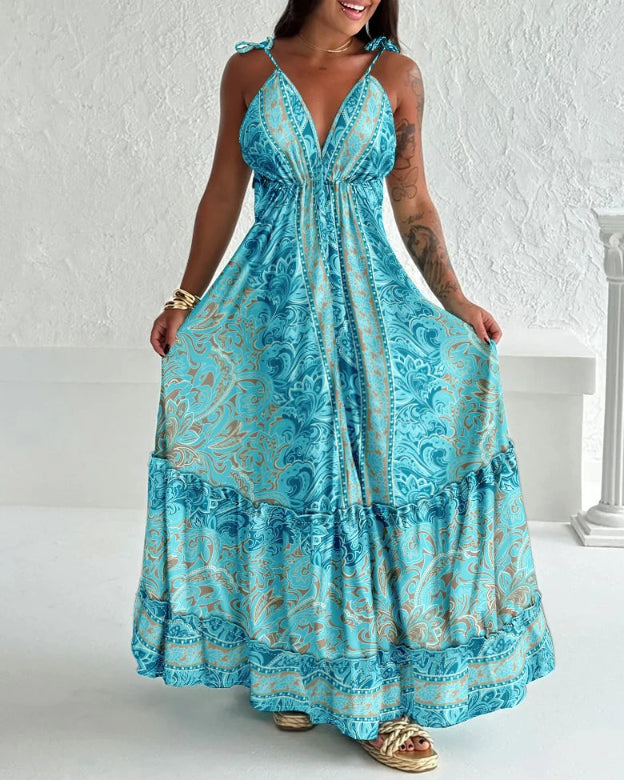 Vestido Longo Com Estampa Floral
